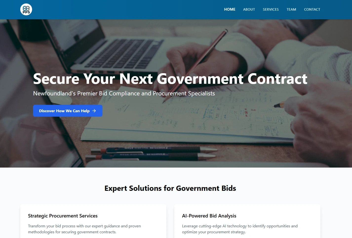 Prime Procurement Solutions website homepage